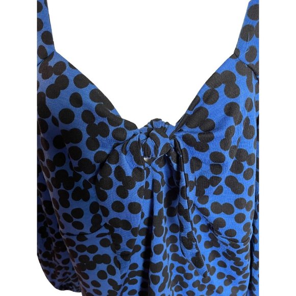 Ava & Viv Top Tunic Women's Size XXL Blue Black Circles V-Neck Ties Chest - Picture 3 of 7